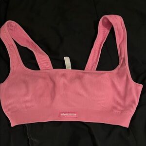 Fashion Nova Pink Ribbed Sports Bra